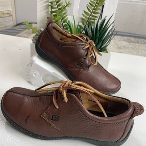 Born Brown Leather Loafers with Textured Finish